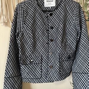 SPANX Women's Checkered Black and White Blazer